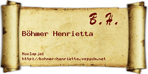 Böhmer Henrietta névjegykártya
